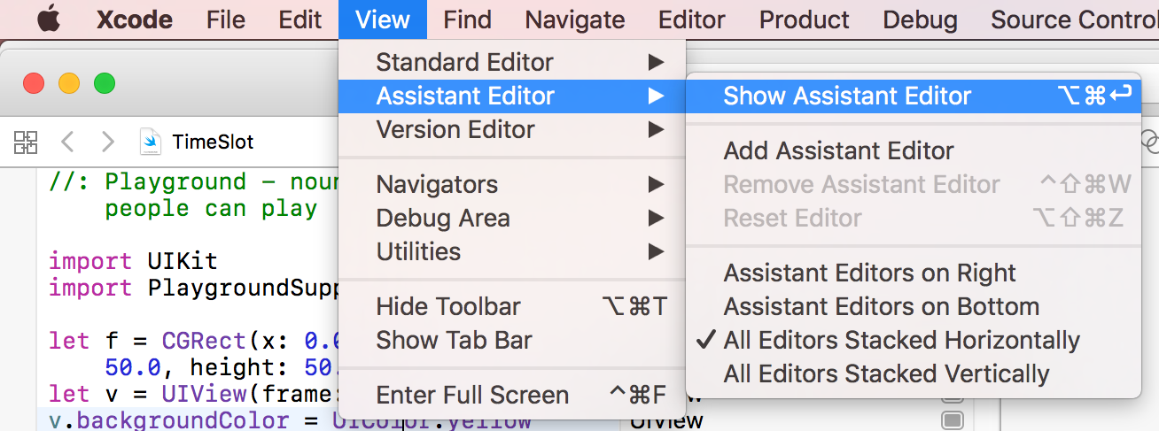 Show Assistant Editor in XCode